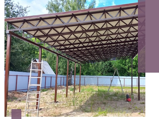 Односкатные навесы под ключ в Троицке — изготовление и монтаж