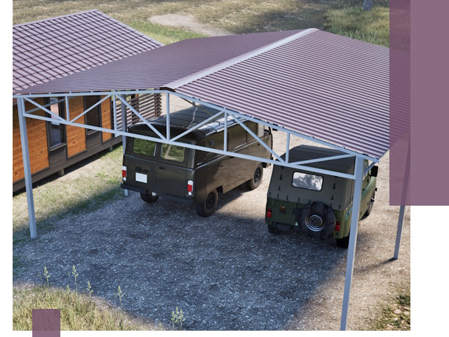 Двускатные навесы под ключ в Троицке — изготовление и монтаж